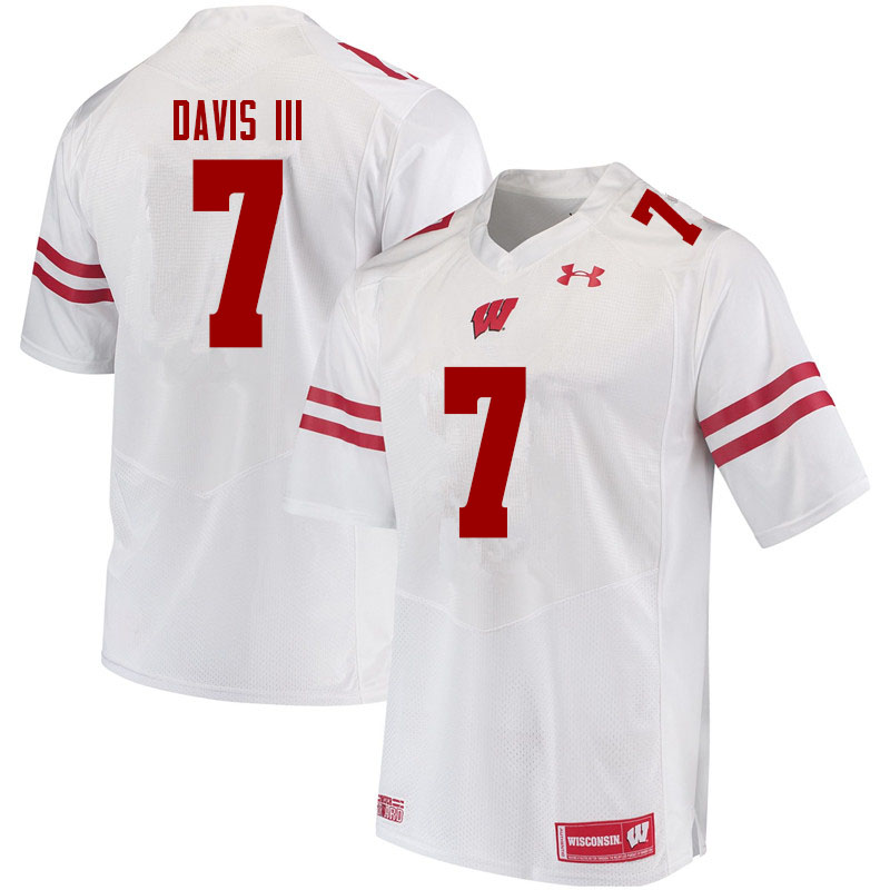 Wisconsin Badgers Men's #7 Danny Davis III NCAA Under Armour Authentic White College Stitched Football Jersey KK40E37EP